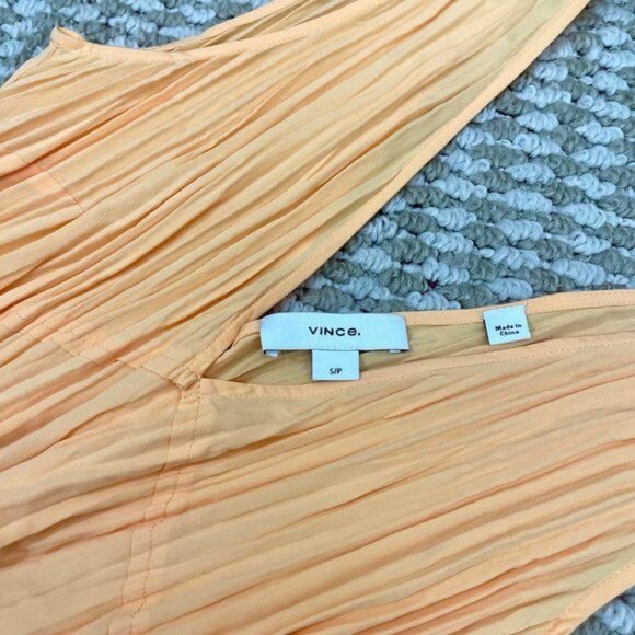 New  Vince Crushed Double V-Neck Tank in Light Tangerine Size S - Picture 6 of 10
